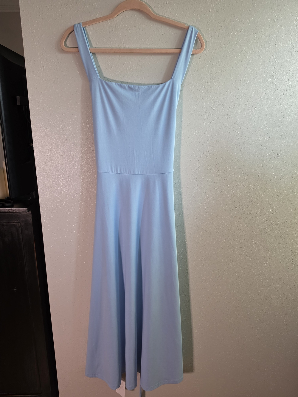 Classic Square-Neck Light Blue Women's Dress With Corset Back